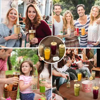 ALINK Bubble Tea Üvegpohár Szett 650ml - Újrahasználható Smoothie és Boba Pohár Fedéllel, Mosogatógépben Mosható, Utazáshoz 6