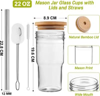 ALINK Bubble Tea Üvegpohár Szett 650ml - Újrahasználható Smoothie és Boba Pohár Fedéllel, Mosogatógépben Mosható, Utazáshoz 2