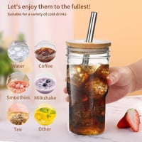 ALINK Bubble Tea Üvegpohár Szett 650ml - Újrahasználható Smoothie és Boba Pohár Fedéllel, Mosogatógépben Mosható, Utazáshoz 7
