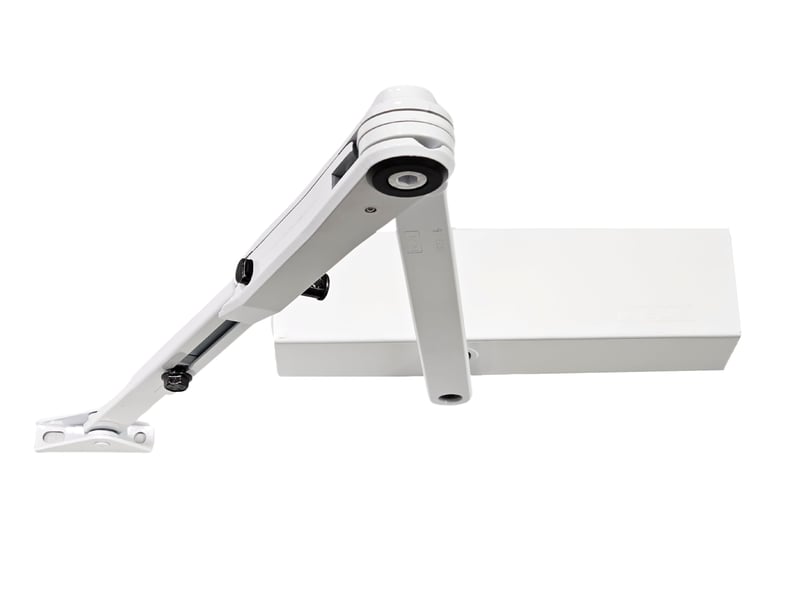 ALIRANTA TS 2000 V BC biely dverový zatvárač do 1250 mm, s aretačným ramenom a montážnou doskou