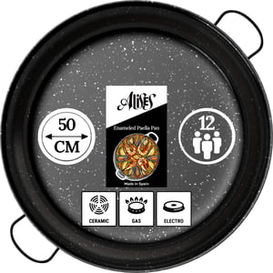 Tigaie pentru paella din oțel carbon emailat Alises – strat antiaderent natural – standard 50 cm