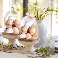 Set de 24 ouă de Paște Alishomtll, ouă din plastic pictabile de 6 cm, decorațiuni maro-alb 5
