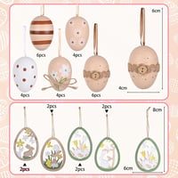 Set de 24 ouă de Paște Alishomtll, ouă din plastic pictabile de 6 cm, decorațiuni maro-alb 2