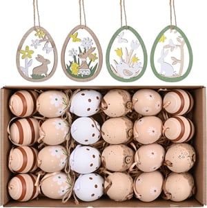 Alishomtll uskršnja jaja set, 6 cm, smeđe-bijela - 4 x 24 komada