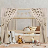 Alishomtll set za dekoraciju stropa iznad kreveta – 2 komada baldahina od 100% pamučnog muslina, 1 girlanda od 300 cm, 135x320 cm, kaki, dječja soba za djevojčice i dječake 9