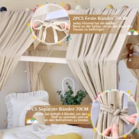 Alishomtll set za dekoraciju stropa iznad kreveta – 2 komada baldahina od 100% pamučnog muslina, 1 girlanda od 300 cm, 135x320 cm, kaki, dječja soba za djevojčice i dječake 5