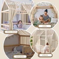 Alishomtll set za dekoraciju stropa iznad kreveta – 2 komada baldahina od 100% pamučnog muslina, 1 girlanda od 300 cm, 135x320 cm, kaki, dječja soba za djevojčice i dječake 4