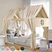 Alishomtll set za dekoraciju stropa iznad kreveta – 2 komada baldahina od 100% pamučnog muslina, 1 girlanda od 300 cm, 135x320 cm, kaki, dječja soba za djevojčice i dječake 1