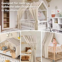 Alishomtll set za dekoraciju stropa iznad kreveta – 2 komada baldahina od 100% pamučnog muslina, 1 girlanda od 300 cm, 135x320 cm, kaki, dječja soba za djevojčice i dječake 7