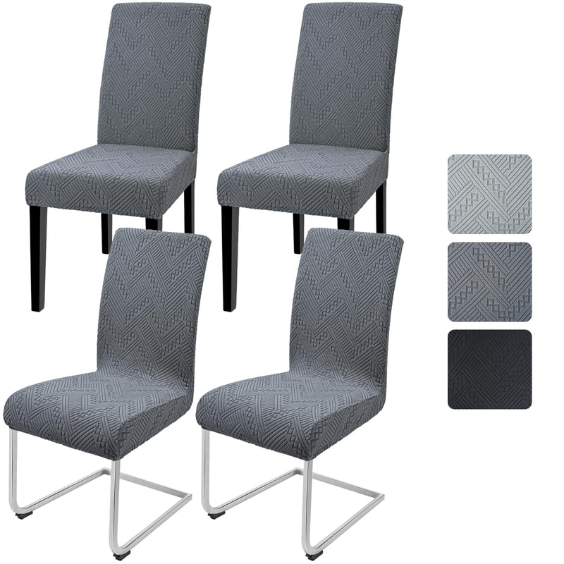 Alishomtll Jacquard presvlake za stolice, set od 4 komada, elastične navlake za stolice, skidajuće navlake za blagovaonske stolice za kuhinju, restoran, hotel, bankete, sive