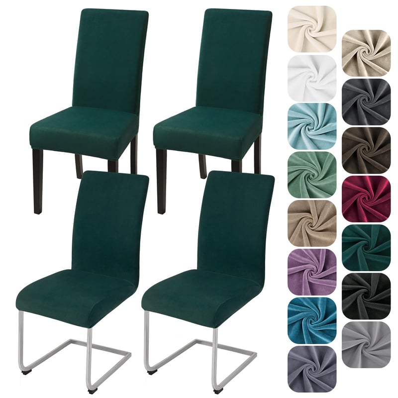 Set 4 Huse pentru Scaun din Catifea Elastică Alishomtll, Husă pentru Fotoliu Balansoar, Verde