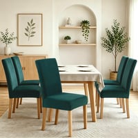 Set 4 Huse pentru Scaun din Catifea Elastică Alishomtll, Husă pentru Fotoliu Balansoar, Verde 2