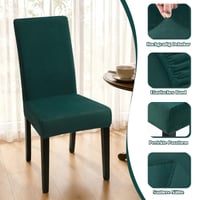 Set 4 Huse pentru Scaun din Catifea Elastică Alishomtll, Husă pentru Fotoliu Balansoar, Verde 3