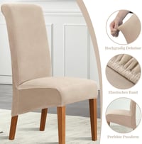 Set 6 huse elastice pentru scaune Alishomtll XL, bej, universale, pentru fotolii suspendate și scaune mari de dining, lavabile, detașabile, pentru nunți și evenimente 5