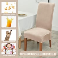 Set 6 huse elastice pentru scaune Alishomtll XL, bej, universale, pentru fotolii suspendate și scaune mari de dining, lavabile, detașabile, pentru nunți și evenimente 3