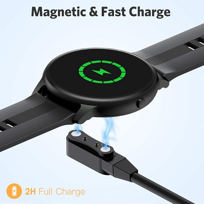 Aliwisdom Univerzális Mágneses Töltőkábel Okosórákhoz - 2 Tűs USB Töltő Fitness Trackerekhez, 4mm Tűtávolság, 5W, Fekete
