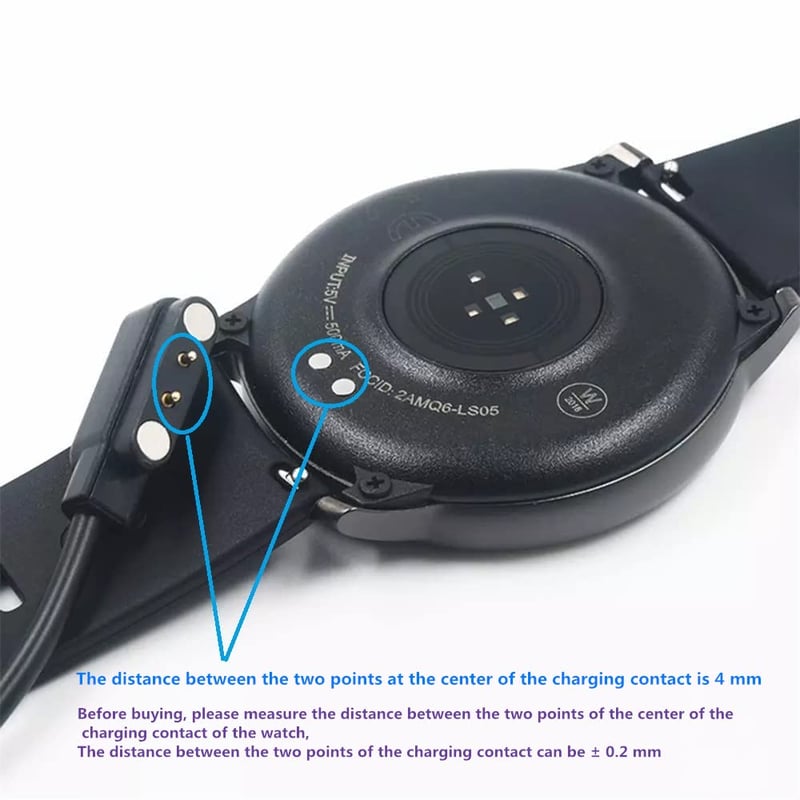Aliwisdom Univerzális Mágneses Töltőkábel Okosórákhoz - 2 Tűs USB Töltő Fitness Trackerekhez, 4mm Tűtávolság, 5W, Fekete
