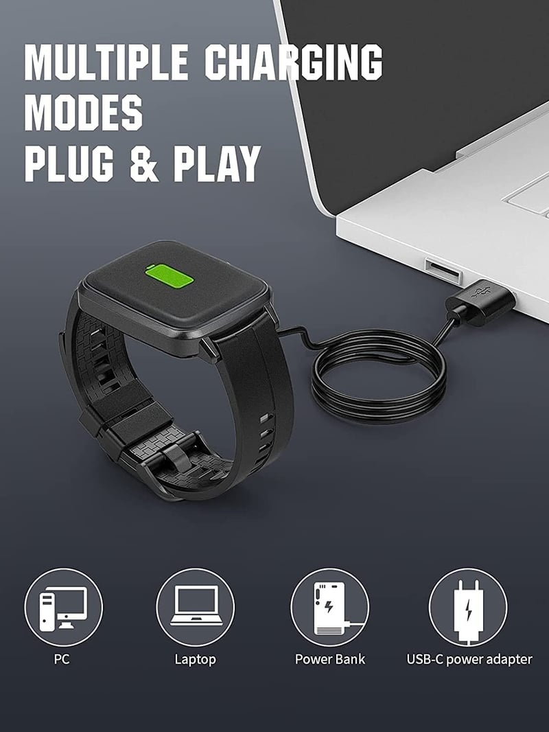 Aliwisdom Univerzális Mágneses Töltőkábel Okosórákhoz - 2 Tűs USB Töltő Fitness Trackerekhez, 4mm Tűtávolság, 5W, Fekete