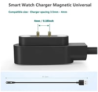 Aliwisdom Univerzális Mágneses Töltőkábel Okosórákhoz - 2 Tűs USB Töltő Fitness Trackerekhez, 4mm Tűtávolság, 5W, Fekete 2