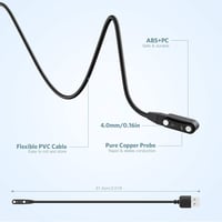 Aliwisdom Univerzális Mágneses Töltőkábel Okosórákhoz - 2 Tűs USB Töltő Fitness Trackerekhez, 4mm Tűtávolság, 5W, Fekete 6
