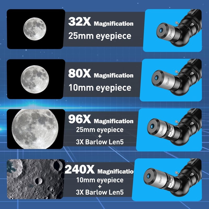 Alkinshue 80mm refraktor teleszkóp felnőtteknek és gyerekeknek hordtáskával