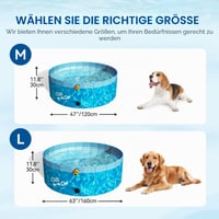 ALL FOR PAWS 160 cm bazén pre psov s rozprašovačom, 2 v 1 skladací bazén na plávanie a špliechanie, protišmykový vonkajší bazén z tvrdého plastu pre psov 7