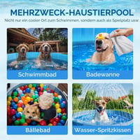 ALL FOR PAWS 160 cm bazén pre psov s rozprašovačom, 2 v 1 skladací bazén na plávanie a špliechanie, protišmykový vonkajší bazén z tvrdého plastu pre psov 5