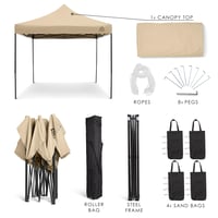 All Seasons Gazebos Összecsukható Pavilon és Előtető 3x3 m Bézs Vízálló Gyorsan Felállítható Kerti Rendezvénysátor 2