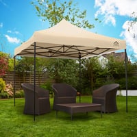 All Seasons Gazebos Összecsukható Pavilon és Előtető 3x3 m Bézs Vízálló Gyorsan Felállítható Kerti Rendezvénysátor 3