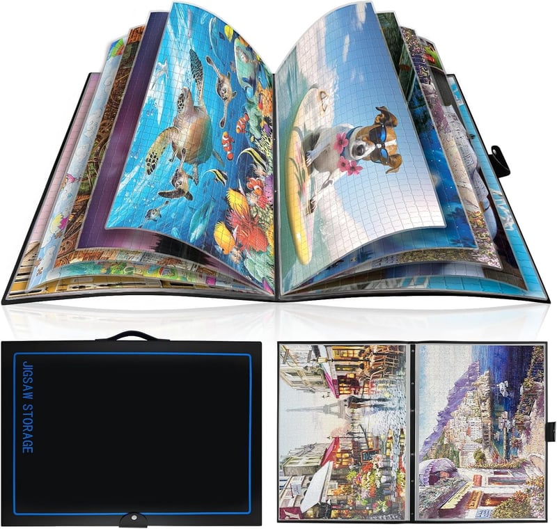 ALL4JIG Helytakarékos puzzle tároló mappa 20 darab puzzle számára, fényes védőzsebekkel, rendező felnőtteknek