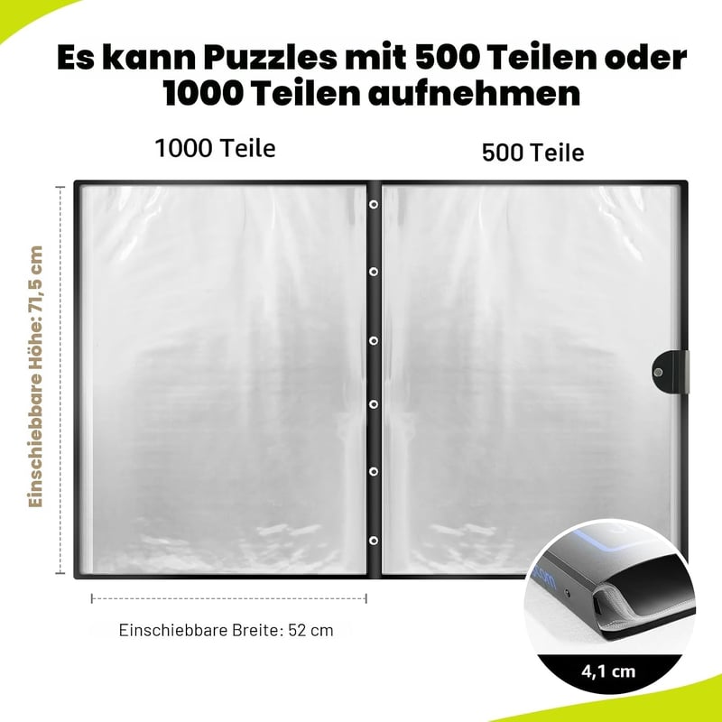 ALL4JIG Helytakarékos puzzle tároló mappa 20 darab puzzle számára, fényes védőzsebekkel, rendező felnőtteknek