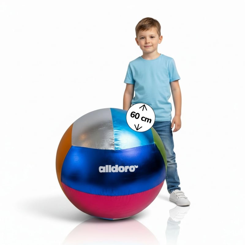 alldoro 60299 XXL metalizovaná lopta, nafukovacia, priemer 60 cm, lesklé PVC jadro a polyesterový poťah, od 3 rokov, na vnútorné aj vonkajšie použitie