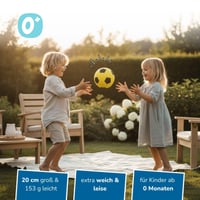 alldoro 63103 Penová lopta žltá, Ø 20 cm, 153 g, s motívom futbalovej lopty, extra mäkká, vhodná pre deti od 0 mesiacov, na vnútorné aj vonkajšie použitie 2