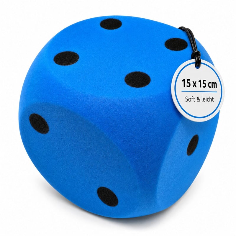 alldoro 63108 XXL penová kocka modrá, 15x15 cm, extra mäkká hracia kocka pre deti, na vnútorné aj vonkajšie použitie
