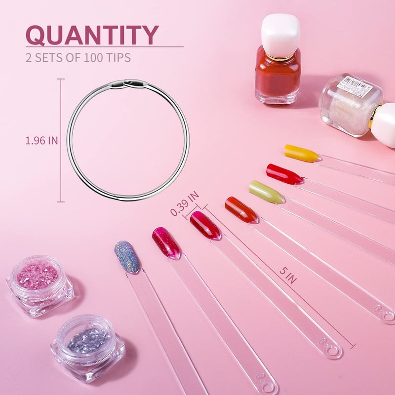 alle's 100 db Átlátszó Műköröm Gyakorló Gyűrű - Műköröm Bemutató Állvány Kezdőknek és Profiknak - DIY Nail Art Tippek