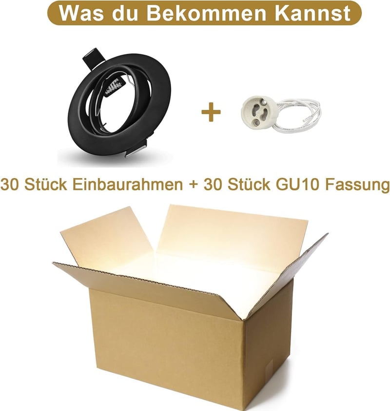 Allesgute 30 db LED beépíthető spotlámpa GU10 230V forgatható matt fekete