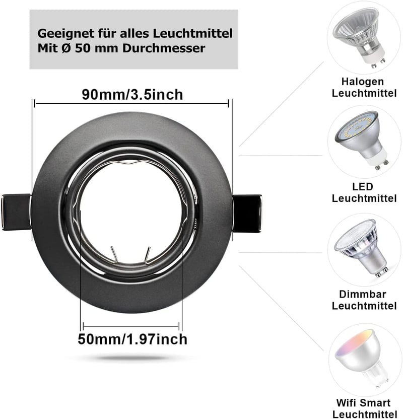 Allesgute 30 db LED beépíthető spotlámpa GU10 230V forgatható matt fekete