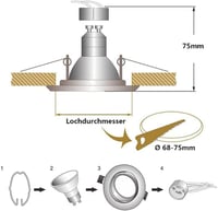 Allesgute 30 db LED beépíthető spotlámpa GU10 230V forgatható matt fekete 4