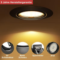 Allesgute 30 db LED beépíthető spotlámpa GU10 230V forgatható matt fekete 2