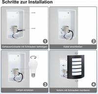 Allesgute E27 Kültéri Fali Lámpa IP44 Fekete Matt Négyzet Rozsdamentes Acél LED 12W 7