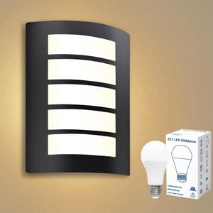 Allesgute DM01 vanjska zidna svjetiljka E27 IP44 - mat crna, s 12W LED žaruljom