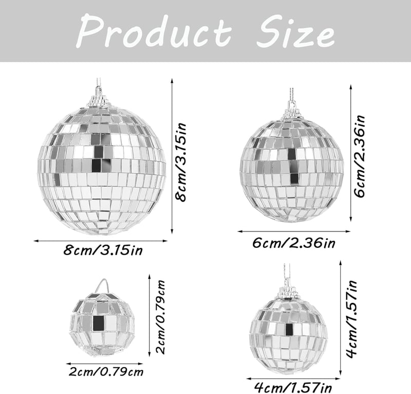 Alleshelfer Disco Tükörgömb Szett 12 db Ezüst Függeszthető Dekoráció