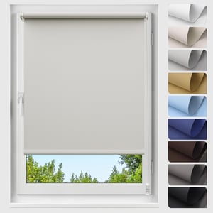 Rulou opac Allesin, fără găurire, 55x150 cm, gri deschis, izolare termică 100% opacă, protecție solară, pentru ferestre și uși