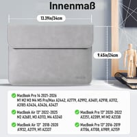 Allinside laptop tok 13" MacBook Air/Pro készülékekhez, vízálló matt PU bőr - szürke 2