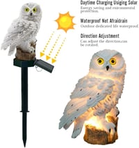 ALLOMN Napelemes Kerti Lámpa - Bagoly Alakú Fehér Kültéri Világítás, Vízálló LED Dekoráció Gyephez és Kerthez, Intelligens Fényérzékelővel 6