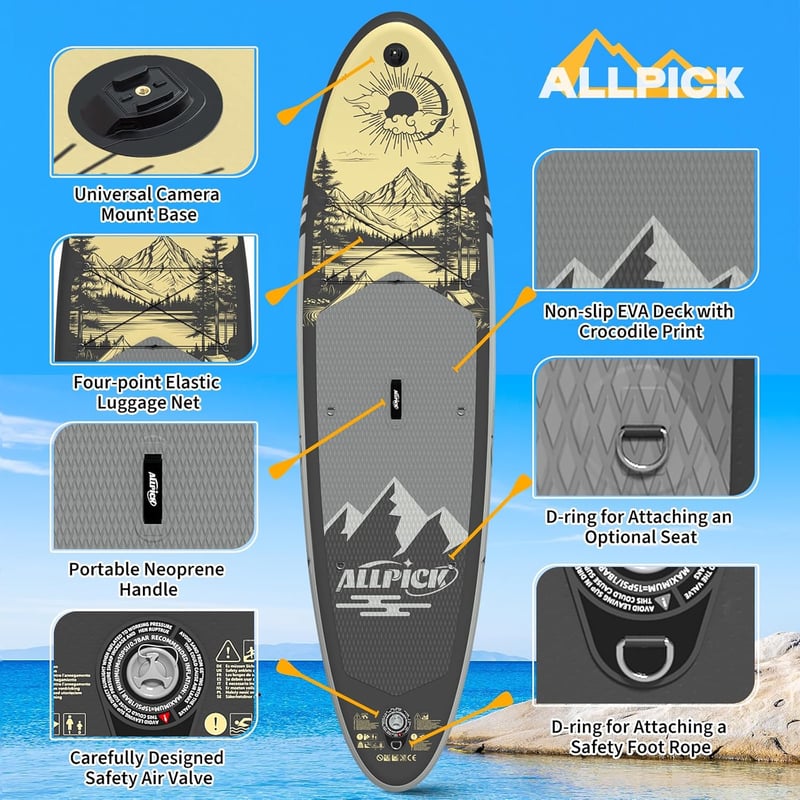 ALLPICK Premium SUP Deszka Szett Felfújható Paddleboard Kamerataartóval