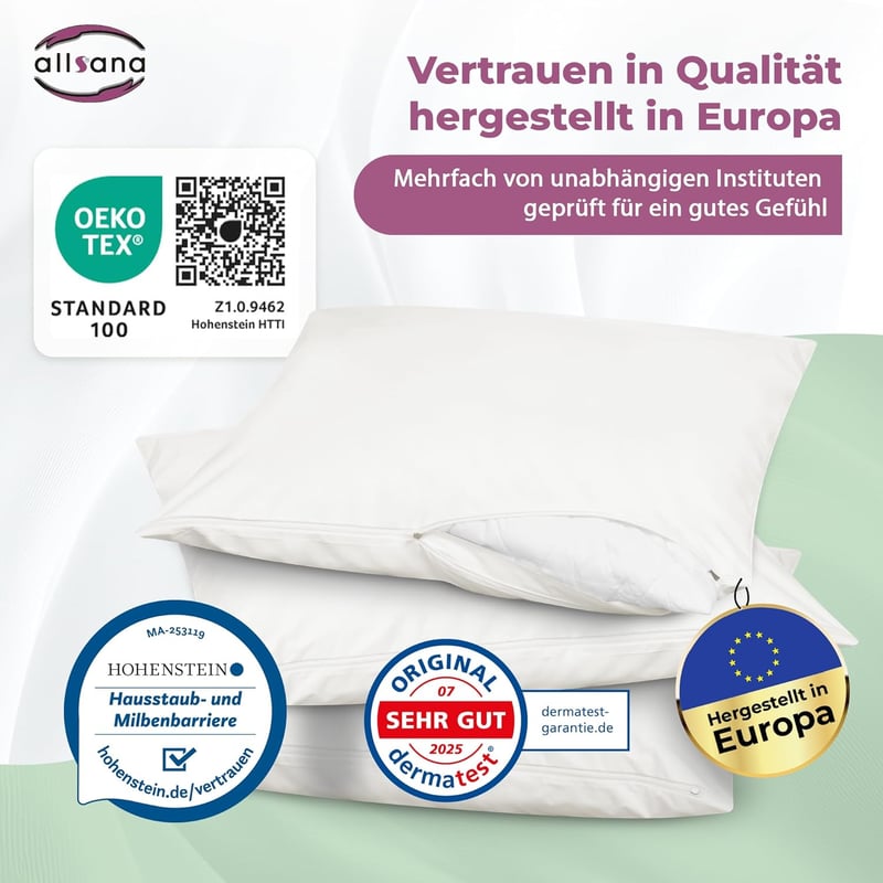 Allsana Allergia Elleni Párnahuzat 80x80 cm | Poratka Védelem | Hypoallergén Parnatakaró - 80 x 80 cm