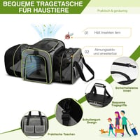 ALLSOPETS Bővíthető Kisállat Hordozó Táska - Összecsukható Kutya Macska Szállító 7,5 kg-ig, Légáteresztő, Utazáshoz, Világosszürke, L 5
