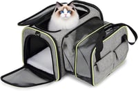 ALLSOPETS Bővíthető Kisállat Hordozó Táska - Összecsukható Kutya Macska Szállító 7,5 kg-ig, Légáteresztő, Utazáshoz, Világosszürke, L 1