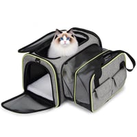 ALLSOPETS Proširiva Torba za Nošenje Kućnih Ljubimaca - Sklopivi Transporter za Pse i Mačke do 7,5 kg, Prozračna, za Putovanja, Svijetlosiva, L 1